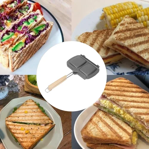 Vista 7 de Sartén de doble cara, sartén doble de aluminio antiadherente, máquina de queso a la parrilla, sándwich antiadherente para parrilla, sartén