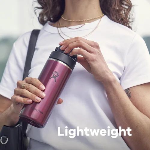 Vista 5 de Hydro Flask Tapa de pico flexible ancha y ligera - Botella de agua aislada de acero inoxidable de 24 onzas, azul zafiro Sapphire Blue