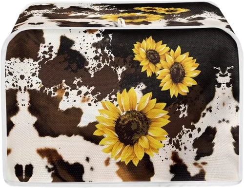 Vista 17 de Cubierta acolchada de poliéster para tostadora de tablero de madera de girasol para tostadora de dos rebanadas, protección contra el polvo