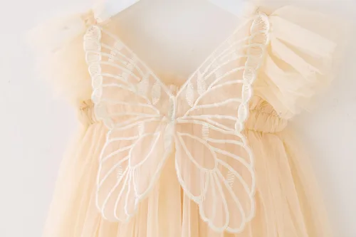 Vista 5 de YETANLID Vestido tutú de tul para niñas pequeñas, estampado de mariposas, talla 6M-5T