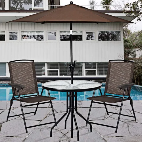 Vista 2 de Goplus Juego de 4 sillas plegables con reposabrazos y respaldo ajustable