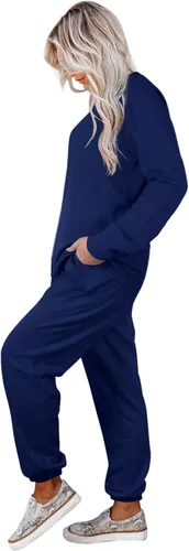 Vista 126 de Aloodor conjunto deportivo de 2 piezas para mujer, con sudadera con cuello redondo, sin botones