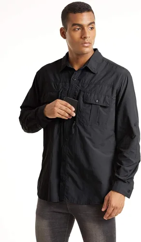 Vista 2 de TACVASEN Camisas tácticas para hombre, secado rápido, protección UV, transpirable, manga larga, senderismo, pesca, botones