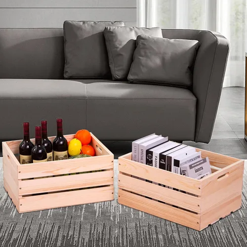 Vista 6 de Cajas de almacenamiento extra grandes de madera de pino, cajas de almacenamiento para discos de vinilo, las cajas de almacenamiento están hechas