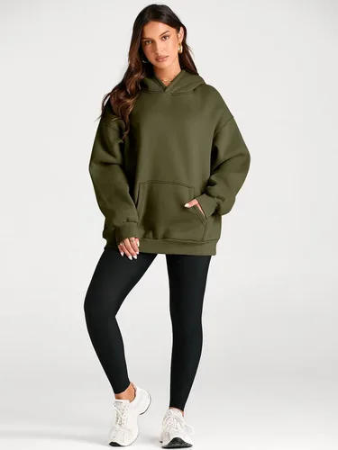 Vista 95 de Trendy Queen - Sudaderas extragrandes con capucha para mujer, suéteres de manga larga, sin botones, de vellón, de otoño, ropa de invierno