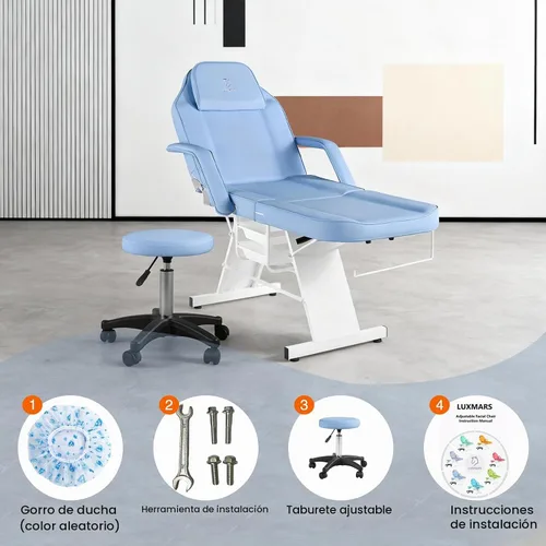 Vista 9 de Silla Facial Mesa de Masaje 73 pulgadas 3 Secciones Cama de Masaje Multiusos Mesa de Tatuaje Profesional Equipo de Salón Spa para Spa Facial Spa