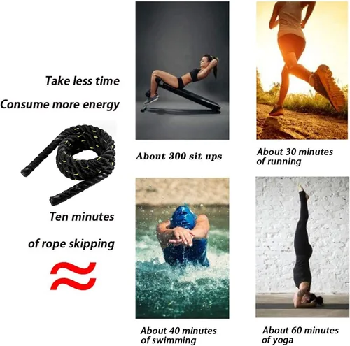 Vista 3 de TONYKO Cuerda de saltar pesada para hombres y mujeres, entrenamiento de cuerpo total, entrenamiento de potencia, mejora el fortalecimiento muscular