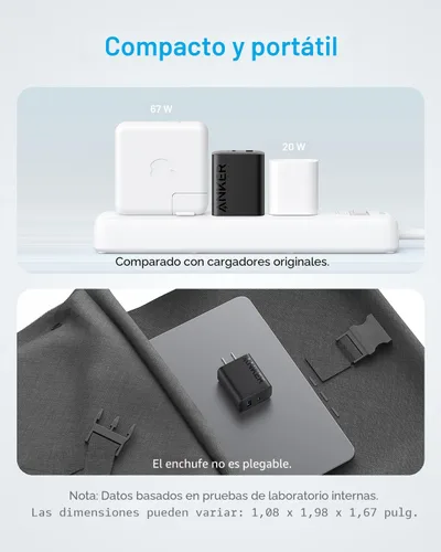 Vista 5 de Anker Cargador de teléfono, bloque de cargador USB C de 20 W, cargador tipo Negro