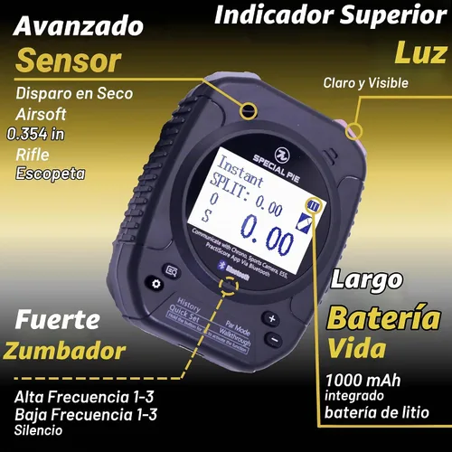 Vista 4 de Indesign Shot Timer with Belt Clip - 2025 Upgraded Shot Timer for Shooting Competition, Bluetooth Connect, Ideal for IPSC, IDPA, USPSA Negro