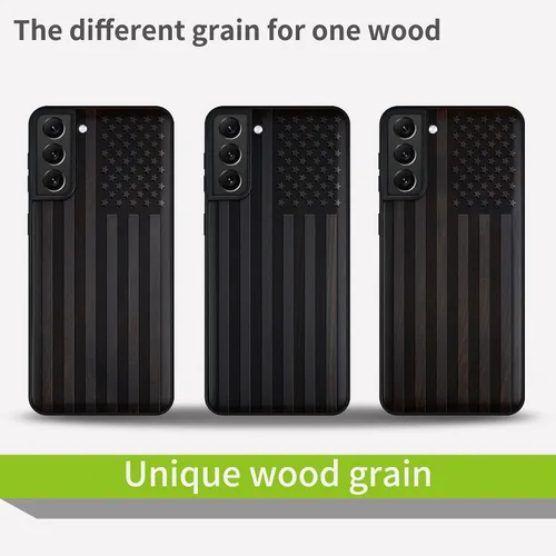 Vista 8 de Carveit Funda de madera real y TPU para Galaxy S21, funda protectora a prueba de golpes, funda de madera única y elegante, compatible con Samsung