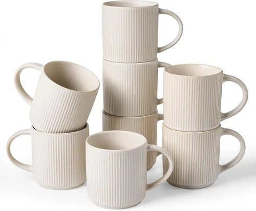 Vista 74 de famiware Juego de 4 tazas de café de 12 onzas, tazas de cerámica con asa Negro (Star-Black)