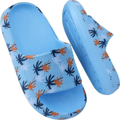 Vista 9 de FJPTREN Zapatos de nube para niños y niñas, sandalias acolchadas antideslizantes, zapatos de ducha ligeros, plataforma para niños, suela gruesa