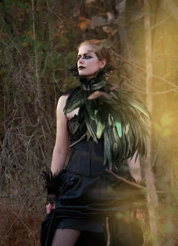 Vista 4 de Feather Cape Shawl Costume Black Witch Wings Collar Adult Crow Maleficent Neck