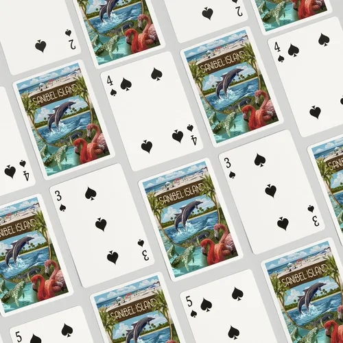 Vista 4 de Lantern Press Isla Sanibel, Florida, Montage (52 cartas de juego, baraja de cartas de tamaño póquer con comodines)