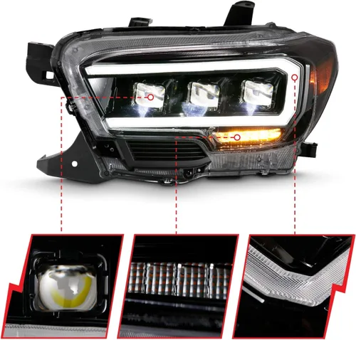 Vista 3 de ANZO USA 111496 TOYOTA TACOMA 16-22 LED PROYECTOR FAROS ESTILO PLANK BLACK W/AMBER (PARA HALÓGENO DRL)