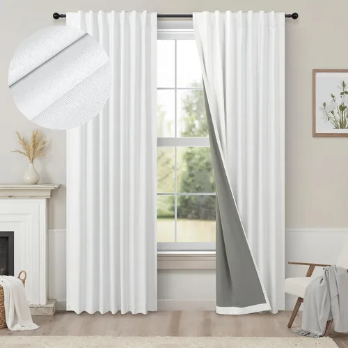 Vista 11 de Pitalk Cortinas cortas 100% opacas de lino para cafetería, 40 pulgadas de largo, 2 paneles, cortinas de puerta francesa para ventana, cortina