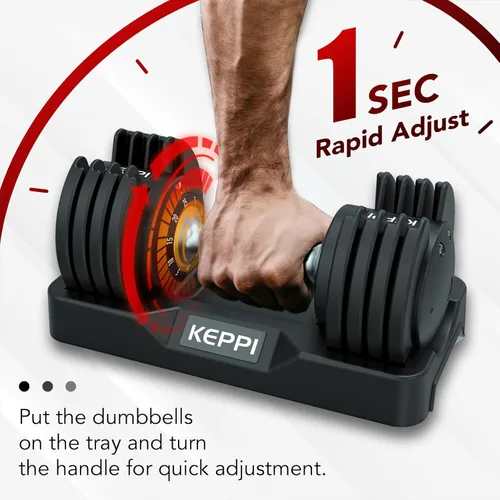 Vista 3 de Keppi - Juego de mancuernas ajustables de 25 libras/40 libras/55 libras/60 libras, mango de peso ajustable rápido de metal antideslizante, ejercicio