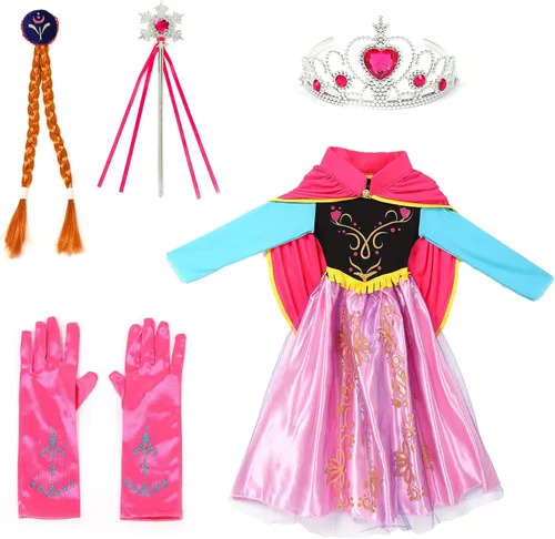 Vista 3 de Princess Costumes for Toddler Girls Snow Party Halloween Dress Up for Little Girls Age 2-7 Years