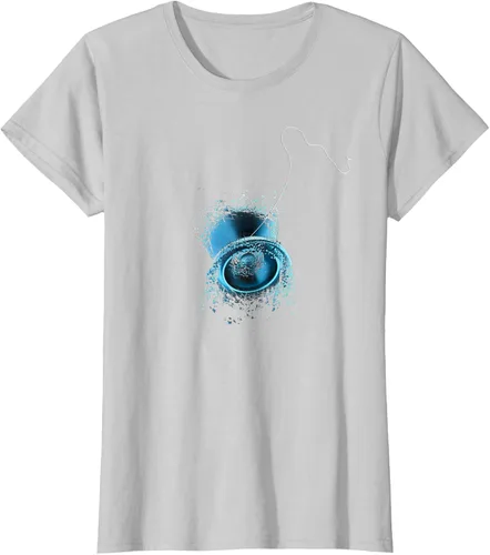 Vista 17 de Shattered Yo Yo - Camiseta de diseño azul impresionante, Negro, S
