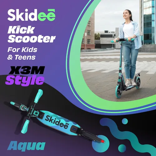 Vista 3 de SKIDEE Patinete para Adultos y Adolescentes, Altura Ajustable, Plegable, Ruedas Grandes, Ligero, Duradero, Suspensión Anti-Golpes, Hasta 220 Libras