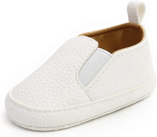Vista 7 de Meckior - Zapatos para recién nacidos, tipo mocasines de lona con suela suave para recién nacidos, bebés, niños y niñas que estén dando sus primeros