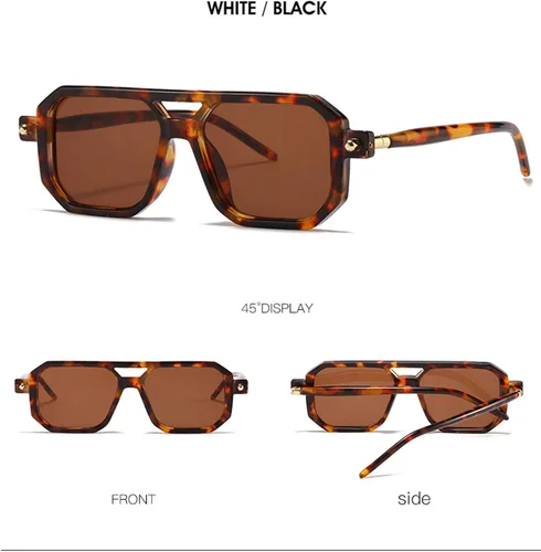 Vista 4 de Gafas de sol estilo aviador planas vintage de los años 70 para mujeres y hombres, montura retro clásica con estilo UV400