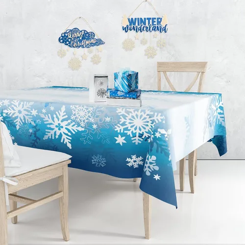 Vista 7 de pinkblume Mantel de Navidad rectangular de 4.3 x 9 pies, diseño de búfalo a cuadros, árbol de Navidad, camión rojo, alegría y alegría, letrero