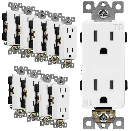 Vista 12 de ENERLITES Toma de corriente decorativa de grado industrial, 15A 125V, receptáculo dúplex resistente a manipulaciones, conexión a tierra, 5-15R, 2