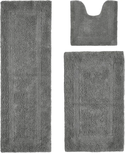 Vista 344 de Better Trends - Juego de 2 alfombras de baño 100% algodón, extra suaves, con borlas, de 17" x 24", alfombra de baño superabsorbente y reversible