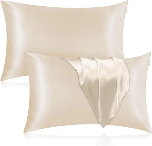 Vista 11 de Funda de almohada de seda para cabello y piel, paquete de 2 fundas de almohada 100% seda de morera 25 momme, 600 hilos, fundas de almohada de seda
