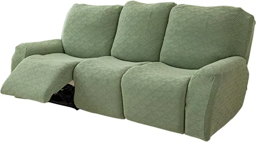 Vista 8 de vctops Fundas elásticas para sofá reclinable de 8 piezas, fundas de jacquard grande para sofá reclinable de 3 asientos, protector suave Blanco