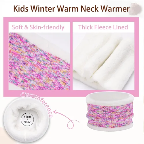 Vista 4 de Conjunto de gorro de invierno para niños y niñas de 0, 6, 12 meses, 1, 2, 3, 4-8 años