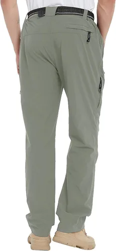 Vista 9 de TBMPOY Pantalones de senderismo y montaña, ligeros, impermeables, con cinturón, secado rápido, para hombres