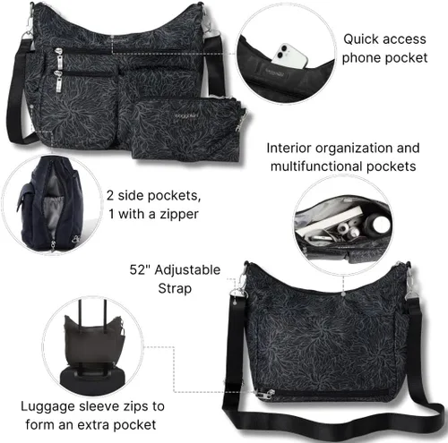 Vista 95 de Baggallini Modern Everywhere Crossbody Women 11x9x4.5 RFID Hobo Bag