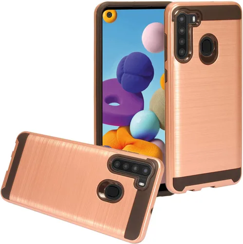 Vista 12 de Para Samsung Galaxy A21 (SM-A215) - Funda de teléfono estilo cepillado - CS3 Gris CS3 Negro/Gris