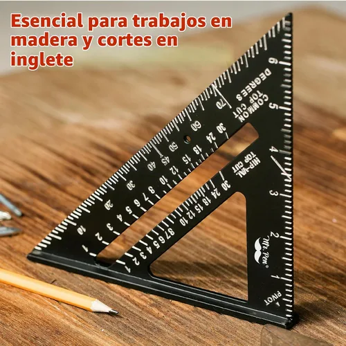 Vista 5 de Mr. Pen - Escuadra de Metal, 7 Pulgadas, Escuadra de Aluminio para Carpintería, Herramienta de Escuadra para Carpinteros, Escuadras de Carpintería