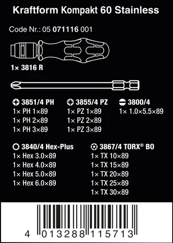 Vista 2 de WERA 05071116001 Kraftform Kompakt 60, inoxidable, 17 piezas
