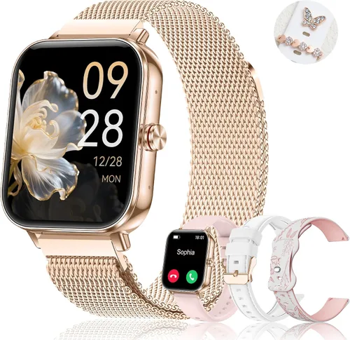 Vista 8 de Iaret Reloj inteligente para mujer, 4 bandas de 1.85 pulgadas, reloj inteligente con llamada Bluetooth, rastreador de actividad física con 100 modos