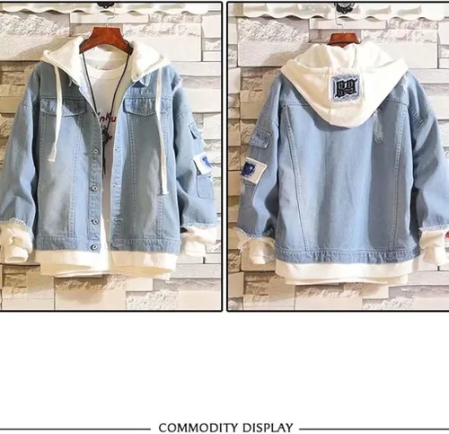 Vista 2 de KPOP Jimin Jungkook Suga V JHope - Sudadera de mezclilla con capucha