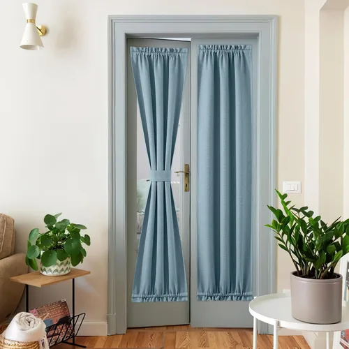 Vista 168 de NICETOWN Cortinas de Lino para Puerta Lateral - Cortinas Opacas con Aislamiento Térmico para Puerta Delantera Francesa para Sombra Pequeña