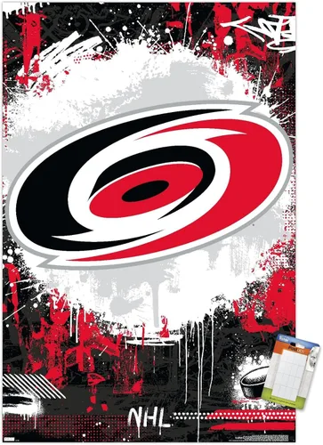 Vista 10 de Trends International NHL Carolina Hurricanes - Póster de pared Maximalist Logo 23, 22.4 pulgadas de largo x 14.7 W, versión enmarcada en madera