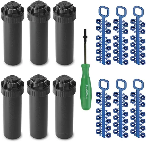 Vista 6 de Rain Bird Cabezal de aspersor de rotor serie 5000, 5004 PC, rotor desplegable ajustable de 4 pulgadas, paquete de 4 Negro - 4 paquetes