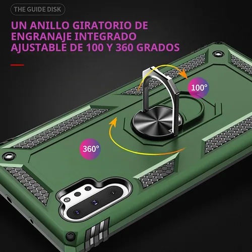 Vista 6 de Funda para Samsung Galaxy Note 10 Plus con protector de pantalla: [probada contra caídas de grado militar] Soporte de anillo a prueba de golpes