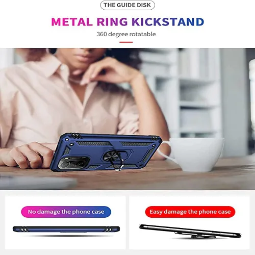 Vista 6 de Funda para Xiaomi Poco F3/Redmi K40/K40 Pro con protector de pantalla de vidrio [2 unidades], híbrida resistente de doble capa, antiarañazos, a