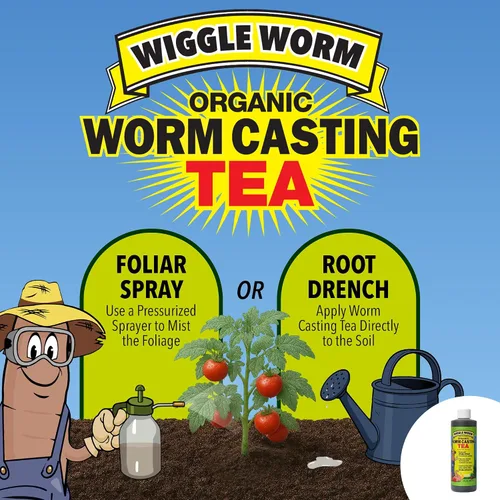 Vista 6 de Wiggle Worm Paquete combinado de fertilizantes, fertilizante de fundición de gusano puro de 15 libras y enmienda del suelo y concentrado de té