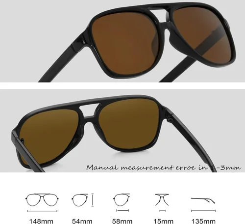 Vista 6 de Teumire Classic Polarized Aviator Sunglasses for Men Women Retro Oversized Frame Sun Glasses