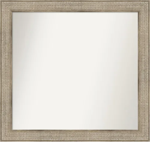 Vista 25 de Amanti Art Espejo de baño plateado para sobre fregadero, 26 x 26 pulgadas, espejo cuadrado de níquel pulido, marco de madera tradicional mediano, se
