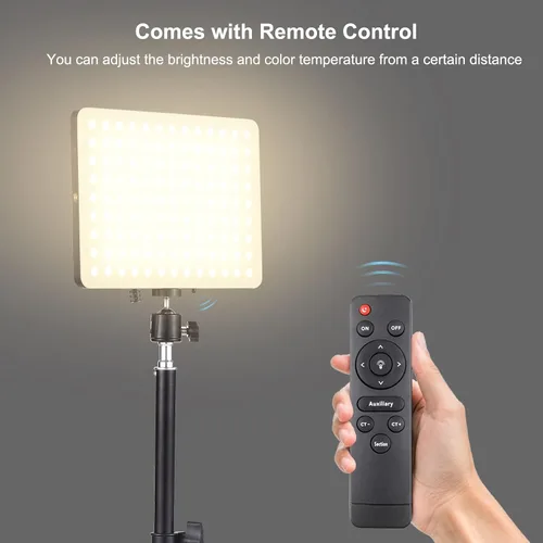 Vista 6 de Andoer Kit de luz de video LED de 45 W, panel de luz de relleno de fotografía de 2800 K-6500 K, brillo ajustable Ra96+ con soporte de luz