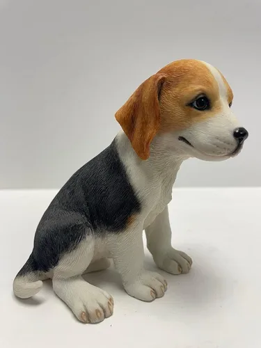 Vista 3 de Figura decorativa Beagle de 4.25 pulgadas, color marrón y blanco