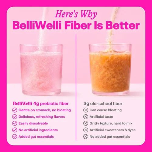 Vista 6 de Belli Welli Suplemento de Fibra, Polvo de Fibra con Probióticos Paquete de Viaje para Mujeres con Colágeno y Electrolitos para la Salud Intestinal